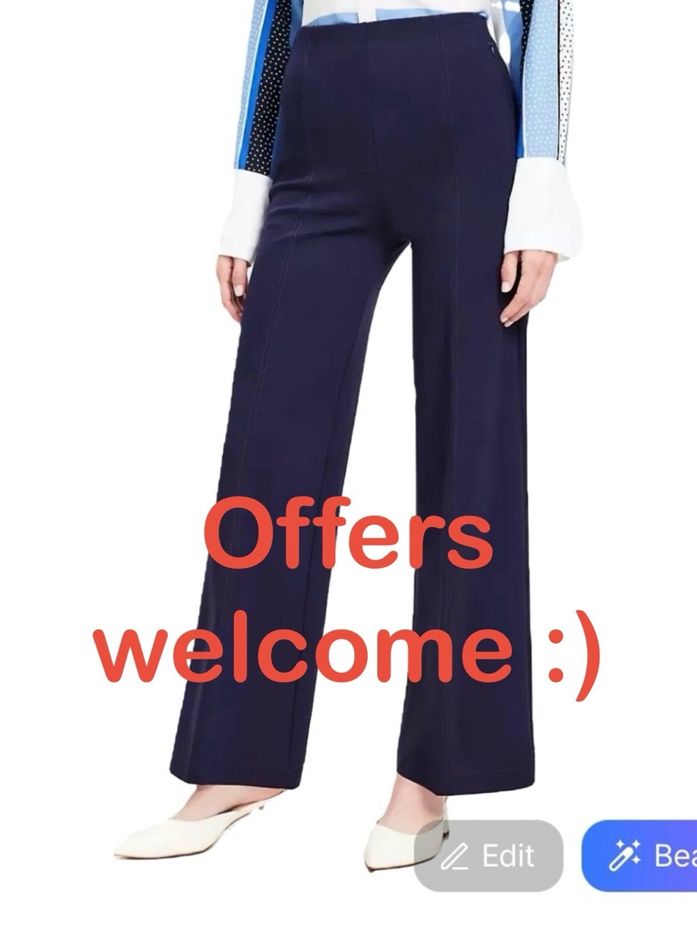 LOFT Wide Leg Stretchy Navy Pants